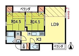 鈴木第2ビル 3階2LDKの間取り