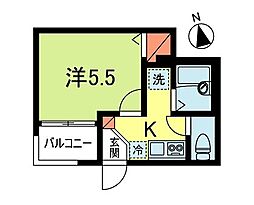 ウィングコート 3階1Kの間取り