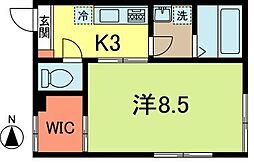 ハイツドリーム 1階1Kの間取り