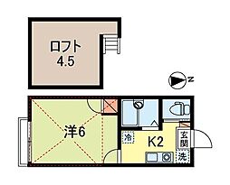 松ノ木庵 2階1Kの間取り