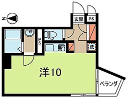 メトロ新高円寺マンション 10階1Kの間取り
