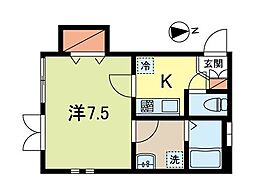 サットンプレイス・ユー 1Kの間取図画像