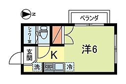 松栄館 1Kの間取図画像
