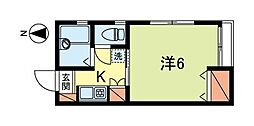 マンゼルハシオ 1Kの間取図画像