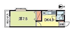 パインハウス 1DKの間取図画像