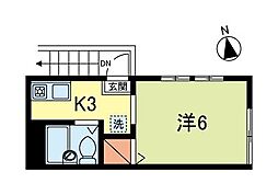メゾン・ド・フルール 1Kの間取図画像