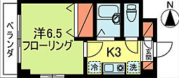 プラムコートワタナベP.C.W 1Kの間取図画像