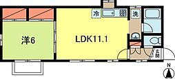 Kソレイユ 1LDKの間取図画像