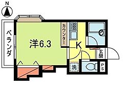 メゾンドヨシイ 1Kの間取図画像