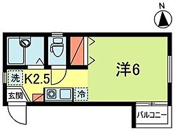 コスモ高円寺 2階1Kの間取り