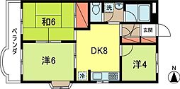 マンションハル 2階3DKの間取り