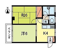 三井マンション 4階2Kの間取り