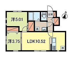 ル・カーサ 2LDKの間取図画像
