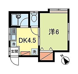 クレール浜田山 1Kの間取図画像