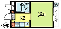 ドエル梅里 1Kの間取図画像