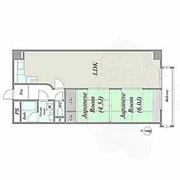 田代マリンハイツ 4階2LDKの間取り