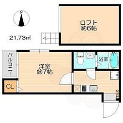 カーメル 1階1Kの間取り