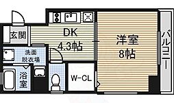 名古屋市営名城線 東別院駅 徒歩5分の賃貸マンション 2階1DKの間取り