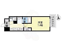 リバーコート砂田橋1 13階1Kの間取り