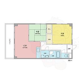 サンライズ入場 5階2LDKの間取り