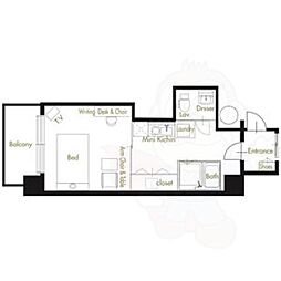 アトリアム吹上 7階1Kの間取り