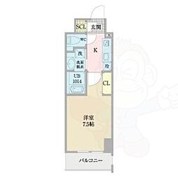 プレイズシード浅間町 9階1Kの間取り