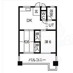 コーポ香流橋 2LDKの間取図画像