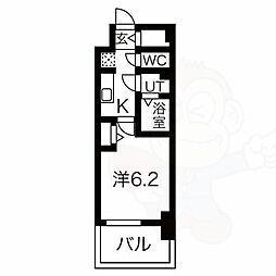 名古屋市営鶴舞線 大須観音駅 徒歩13分の賃貸マンション 11階1Kの間取り
