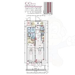 エステムコート名古屋ツインウエスト 13階1DKの間取り