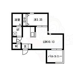 カーササクラーレ 2階1LDKの間取り