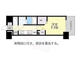 パルティール八田 5階1Kの間取り