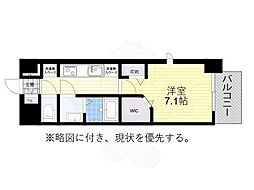 パルティール八田 7階1Kの間取り