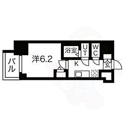 名古屋市営鶴舞線 浅間町駅 徒歩8分の賃貸マンション 13階1Kの間取り