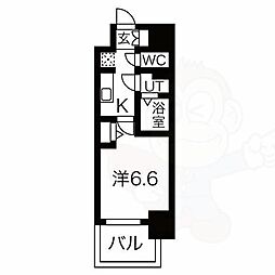名古屋市営鶴舞線 大須観音駅 徒歩13分の賃貸マンション 8階1Kの間取り