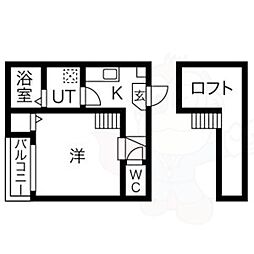 名古屋市営東山線 中村日赤駅 徒歩3分の賃貸アパート 2階1Kの間取り