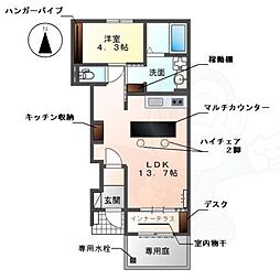 メゾン ボヌール 1階1LDKの間取り