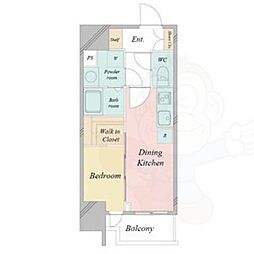 名古屋市営鶴舞線 鶴舞駅 徒歩3分の賃貸マンション 8階1DKの間取り