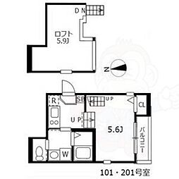 名古屋市営桜通線 車道駅 徒歩9分の賃貸アパート 1階1Kの間取り