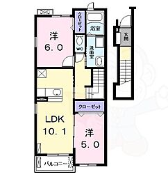 ラフィネF 2LDKの間取図画像