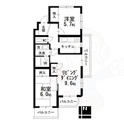 ヒルトップ東山 2LDKの間取図画像