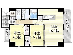 リンパクマンション 2LDKの間取図画像