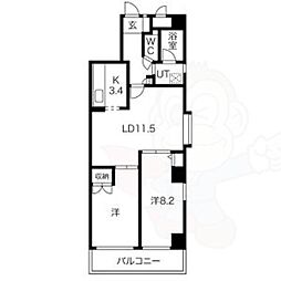 エクレール鶴舞 2LDKの間取図画像