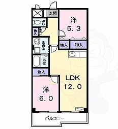 エスポワール萱津 2LDKの間取図画像