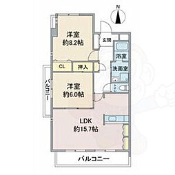 ラ・メゾン東山 2LDKの間取図画像
