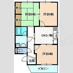 アネックス佐々 3DKの間取図画像