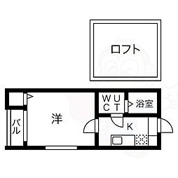 フロール尾頭橋 1Kの間取図画像