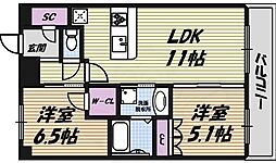 ファミリアーレ名駅レジデンス 2LDKの間取図画像