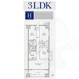ソーラスフロント富船北棟 3LDKの間取図画像