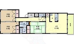 グランドヒルズ平野2番館 3LDKの間取図画像