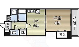 レジデンスカープ今池 1DKの間取図画像